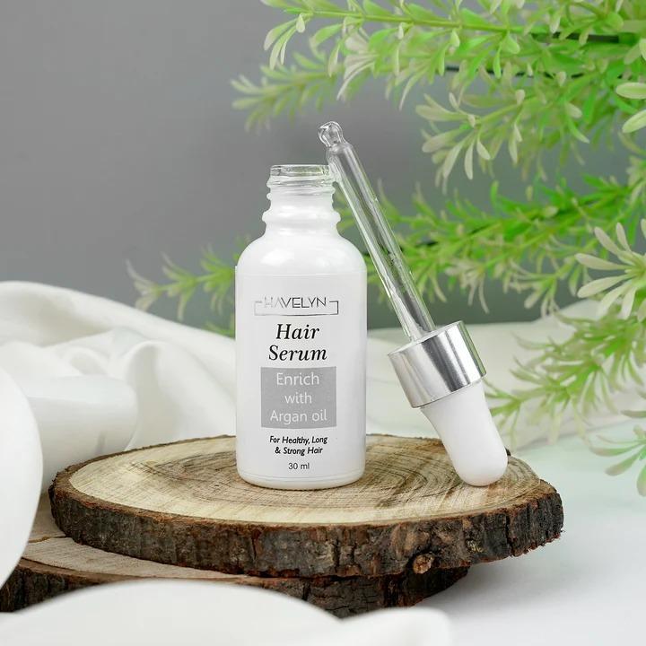 Hair Serum with Argan Oil 30ml White Glass Bottle