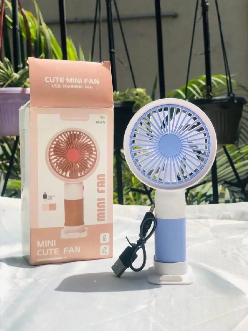 Compact Desk Fan with Phone Holder - Pink Purple Peach