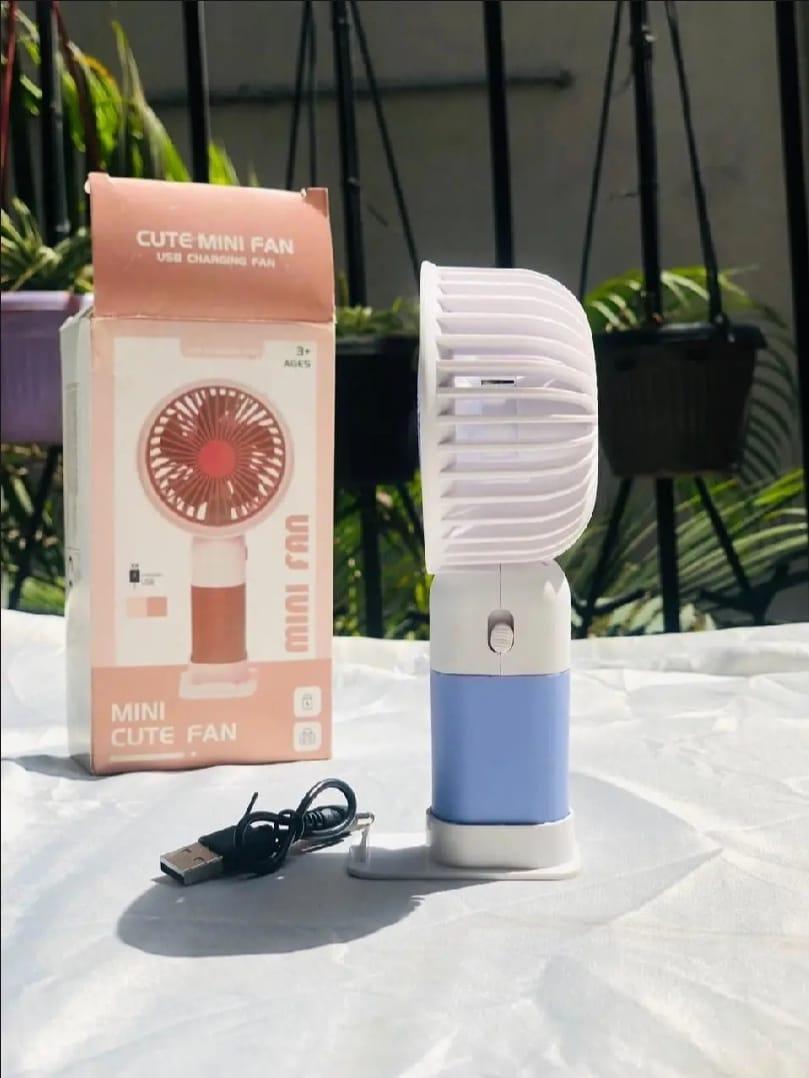 Compact Desk Fan with Phone Holder - Pink Purple Peach