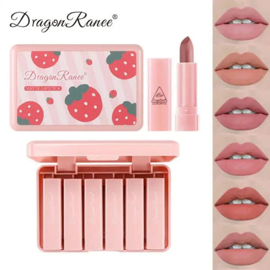 DragonRanee Matte Lipstick Set (Pack of 6) – Long Lasting & Smudge-Proof Shades
