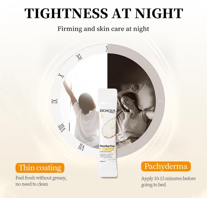 Bioaqua Rice Sleep Mask 5 Pack Whitening Cream 4ml