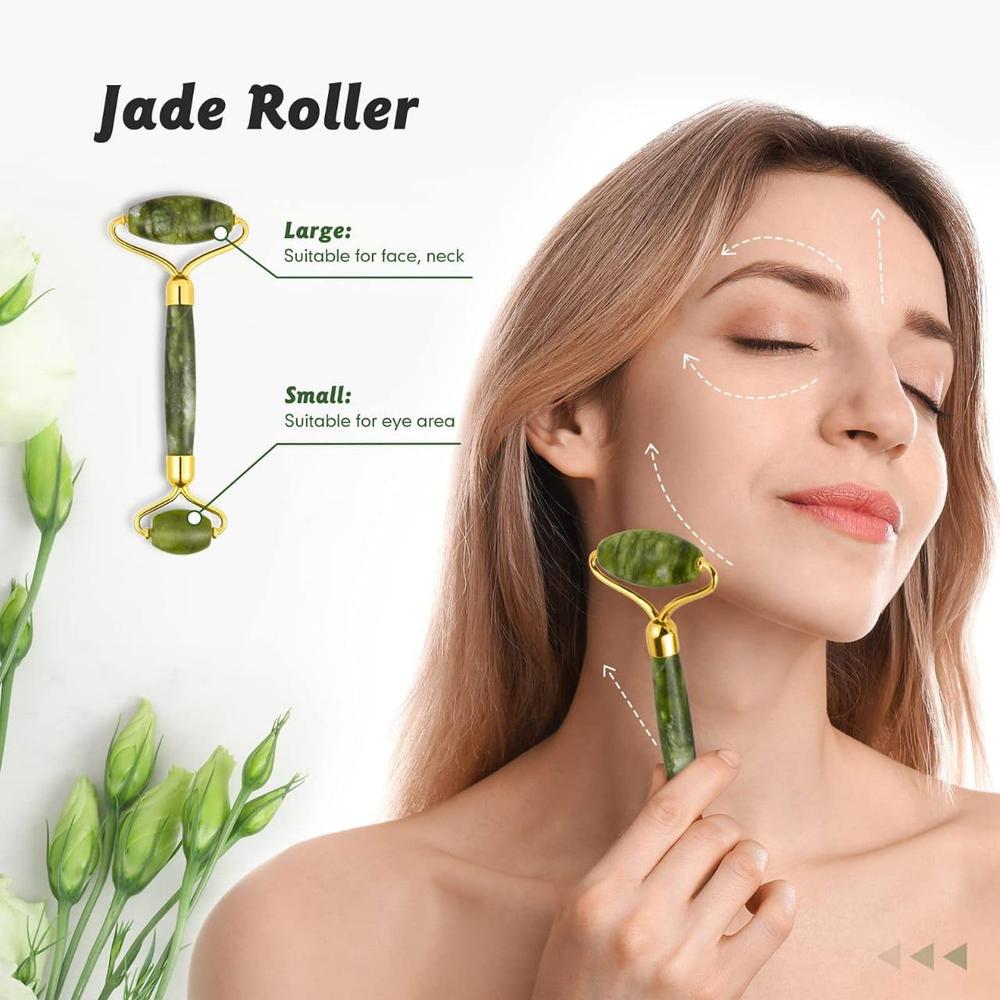 Jade Roller & Gua Sha Set – Facial Massage Tool for Skin Care & Anti-Aging