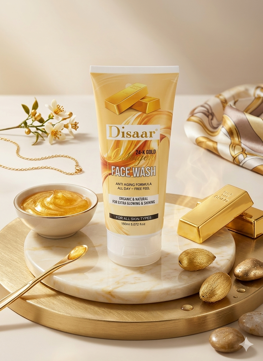 Disaar 24K Gold Collagen Face Wash 150ml All Skin Types Anti Aging Glowing