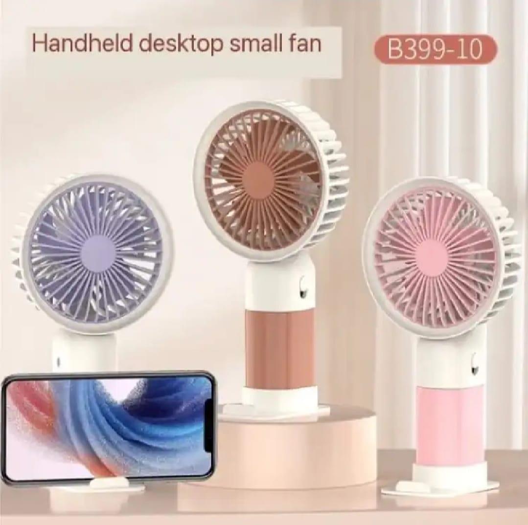 Compact Desk Fan with Phone Holder - Pink Purple Peach