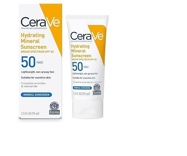 CeraVe Hydrating Mineral Sunscreen SPF 50 Face Cream