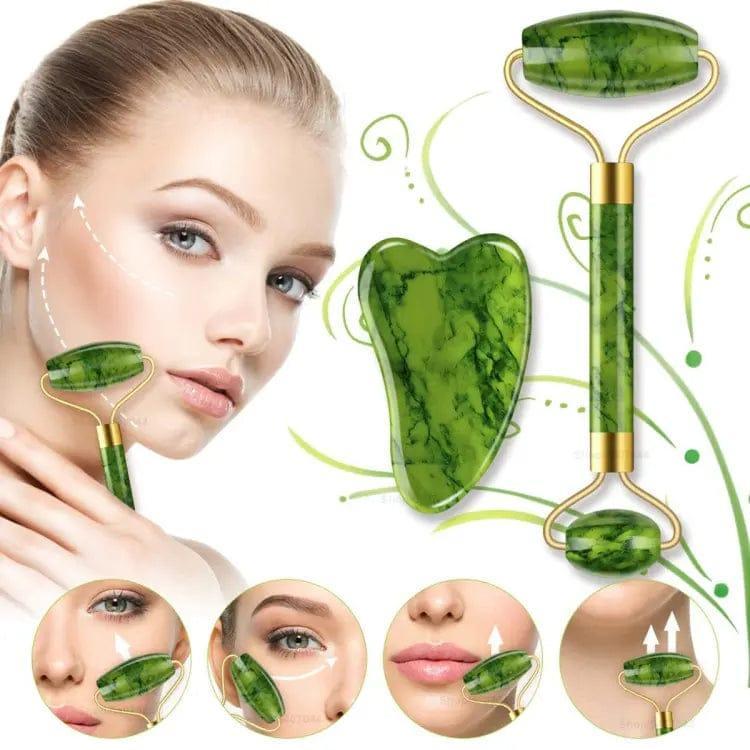 Jade Roller & Gua Sha Set – Facial Massage Tool for Skin Care & Anti-Aging